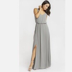 Show Me Your Mumu Kendall Sz Large Steel Blue SL24 Bridesmaid Lined Maxi Dress